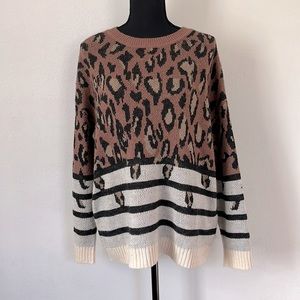 Andrée by Unit leopard and stripes sweater